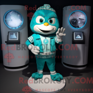 Teal Gyro mascot costume...