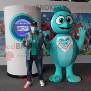 Teal Gyro mascot costume...