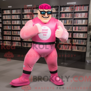 Pink Strongman mascot...