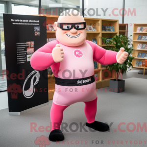 Pink Strongman mascot...