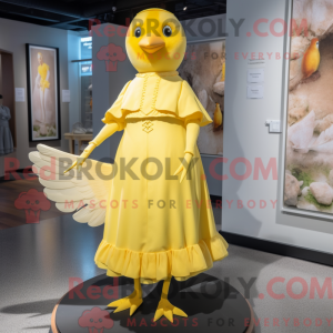 Yellow Dove maskot kostume...
