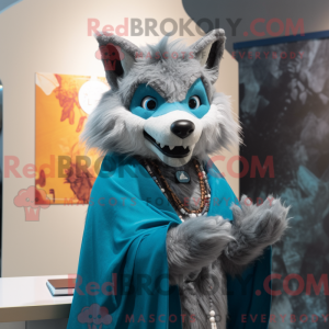 Cyan Werewolf maskot...