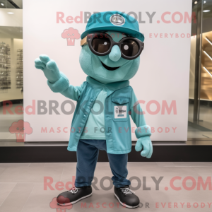 Teal Gyro mascot costume...