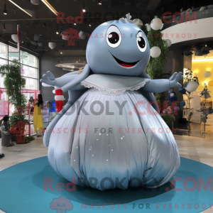Silver Whale mascot costume...