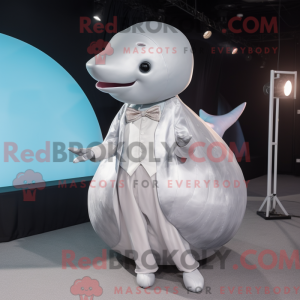 Silver Whale mascot costume...