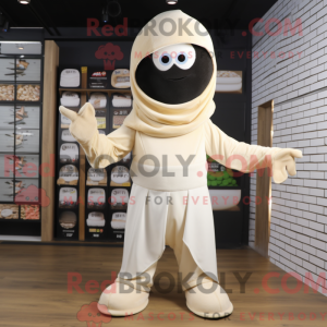 Crème Ninja mascottekostuum...