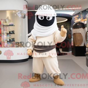 Crème Ninja mascottekostuum...