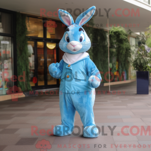 Sky Blue Wild Rabbit mascot...