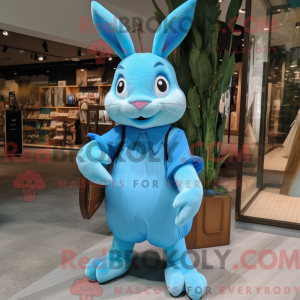 Sky Blue Wild Rabbit mascot...