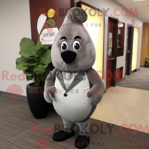 Grijze peer mascottekostuum...