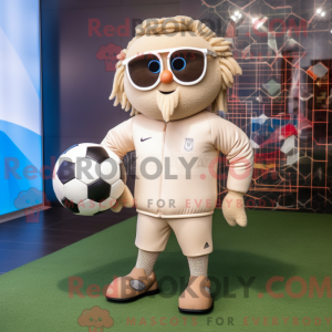 Beige Soccer Goal maskot...