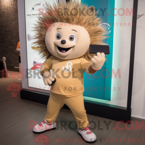 Beige Porcupine maskot...