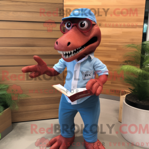 Rød T Rex maskot kostume...