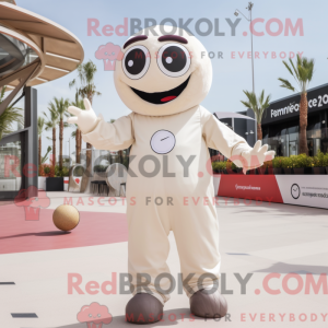 Cream Petanque Ball mascot...