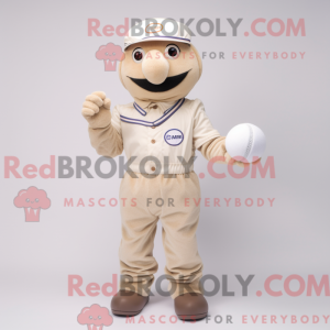 Cream Petanque Ball mascot...