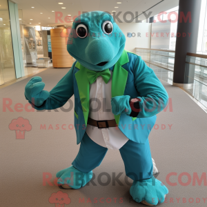 Teal Sea Turtle mascot...