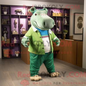 Grøn Tapir maskot kostume...
