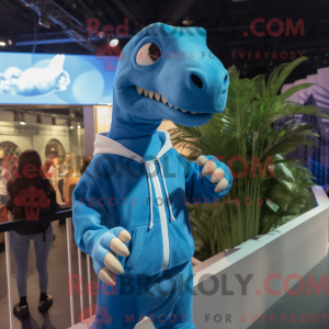 Himmelblå Allosaurus maskot...