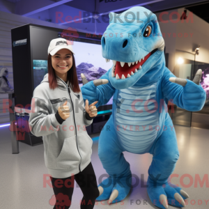 Himmelblå Allosaurus maskot...