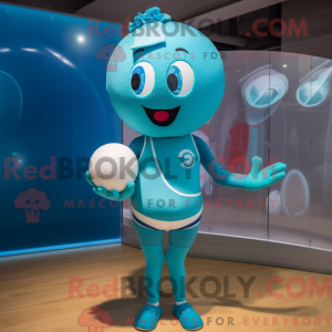 Cyan Volleyball Ball mascot...