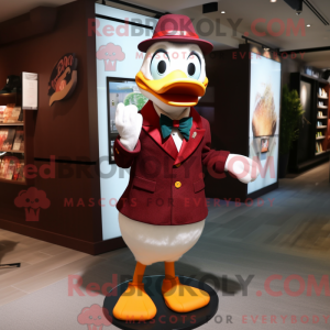 Maroon Duck maskot kostume...