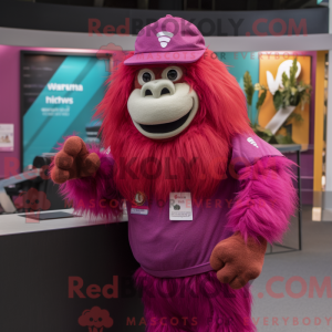 Magenta orangutang maskot...