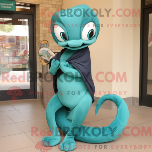Teal Snake maskot kostume...