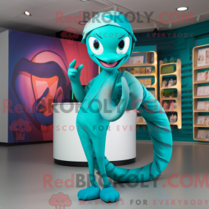 Teal Snake maskot kostume...