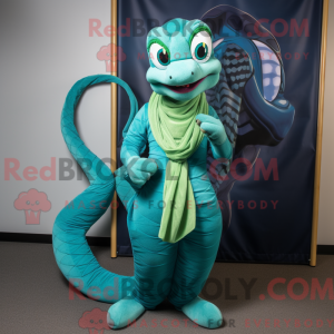Teal Snake mascot costume...