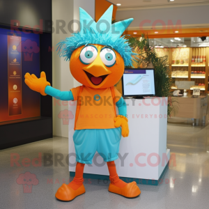 Turquoise oranje mascotte...