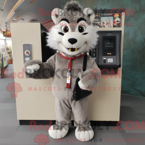 Grå Lynx maskot kostume...