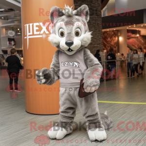 Gray Lynx mascot costume...