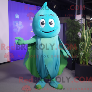 Cyan spinat maskot kostume...