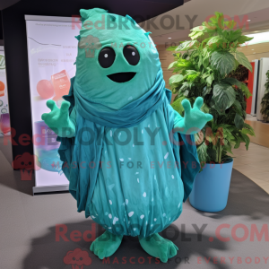 Cyan spinat maskot kostume...