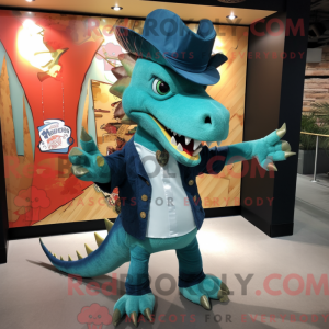 Teal Dragon-mascottekostuum...