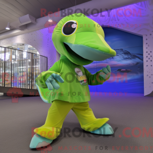 Lime Green Dolphin mascot...