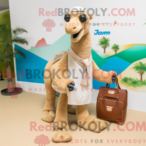 Beige Camel mascottekostuum...