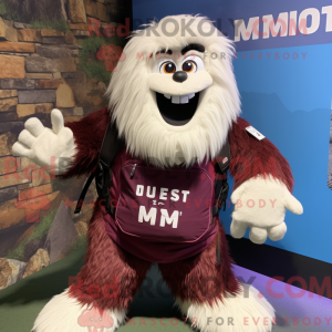 Maroon Yeti mascot costume...