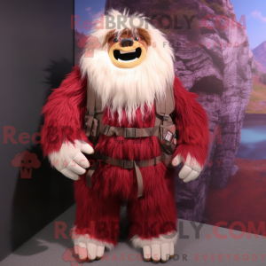 Maroon Yeti mascot costume...