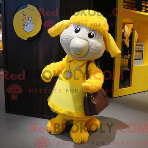 Yellow Sheep mascot costume...