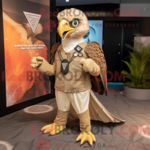 Tan Hawk mascot costume...