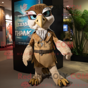 Tan Hawk mascot costume...