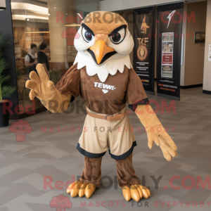 Tan Hawk mascot costume...