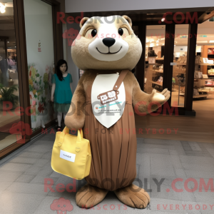 Beige Otter maskot kostume...
