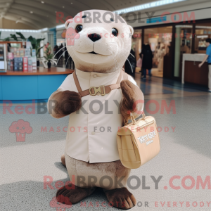 Beige otter mascottekostuum...