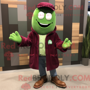 Maroon Green Bean mascot...