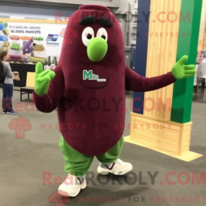 Maroon Green Bean mascot...