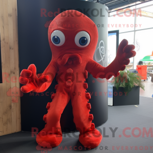 Red Octopus mascot costume...