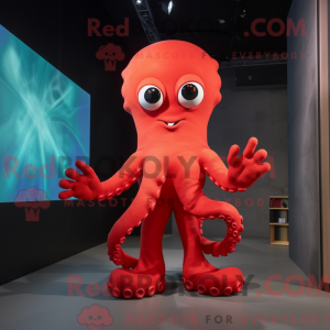 Red Octopus maskot...