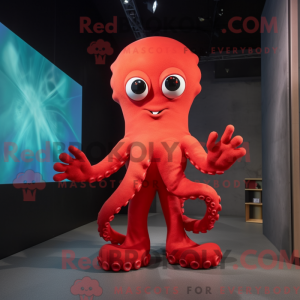 Red Octopus maskot kostume...